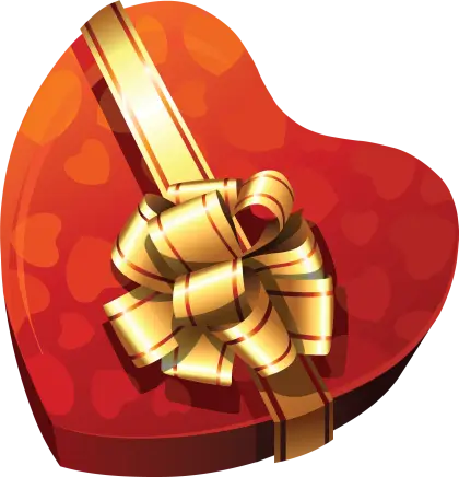Red Heart Gift Box with Golden Ribbon
