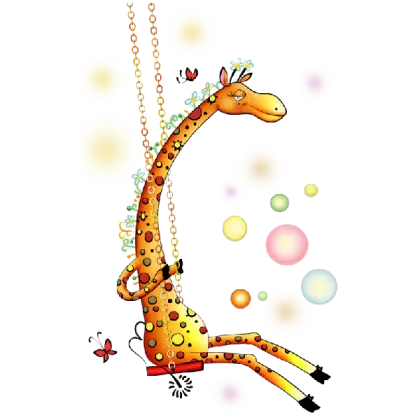 Cartoon Giraffe Swinging Playfully in the Air