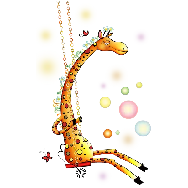 Cartoon Giraffe Swinging Playfully in the Air