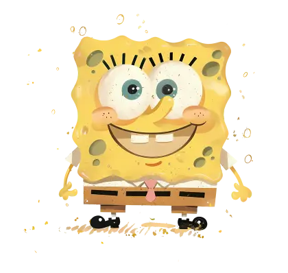Cartoon Sponge Character with a Smile
