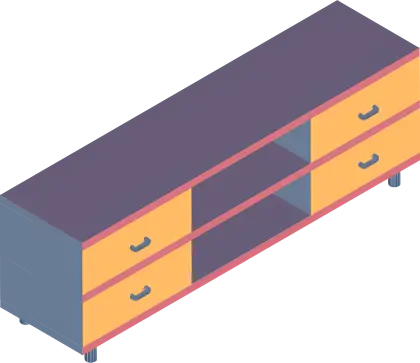 Cabinet with Drawers Illustration