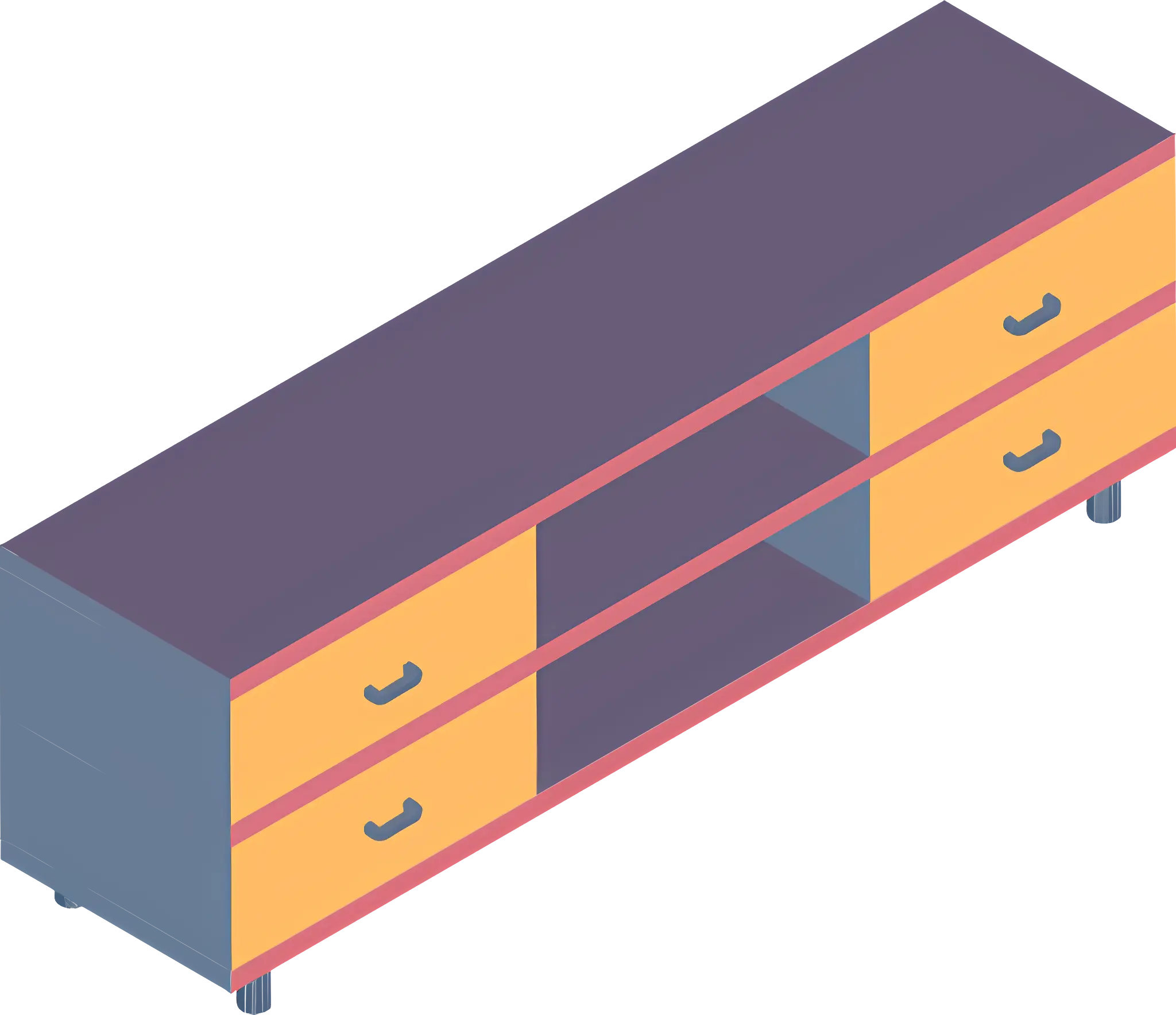 Cabinet with Drawers Illustration