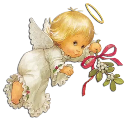 Adorable Angel Holding Mistletoe for Christmas