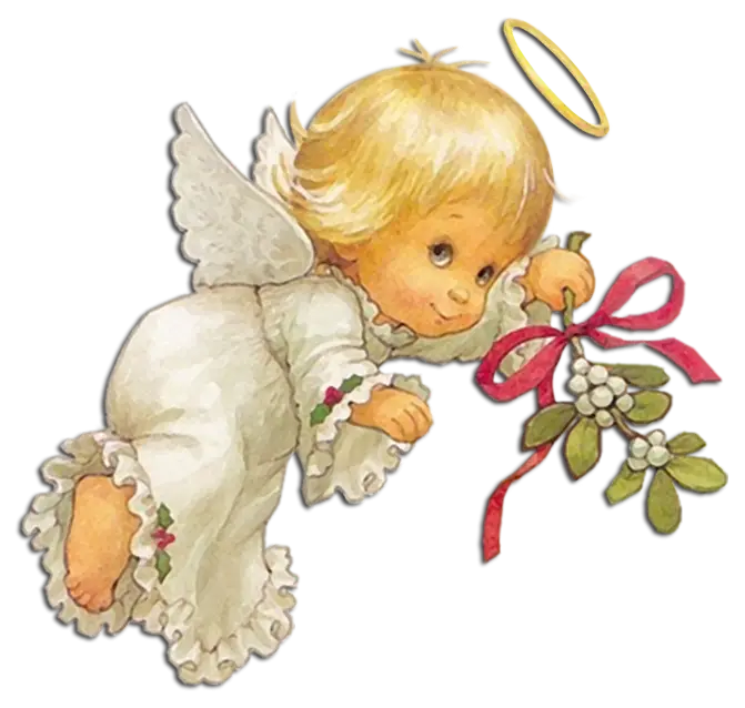 Adorable Angel Holding Mistletoe for Christmas