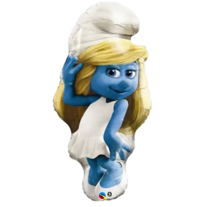 Blue Cartoon Character in White Dress
