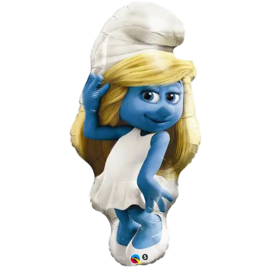 Blue Cartoon Character in White Dress