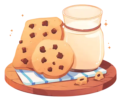 Cookies and Milk on Wooden Tray
