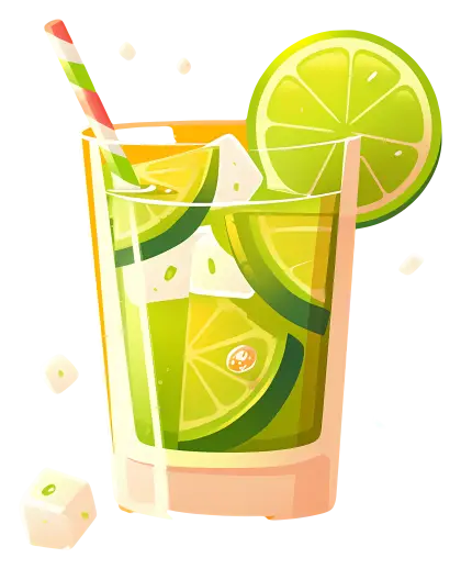 Fresh Lime Drink with Ice Cubes