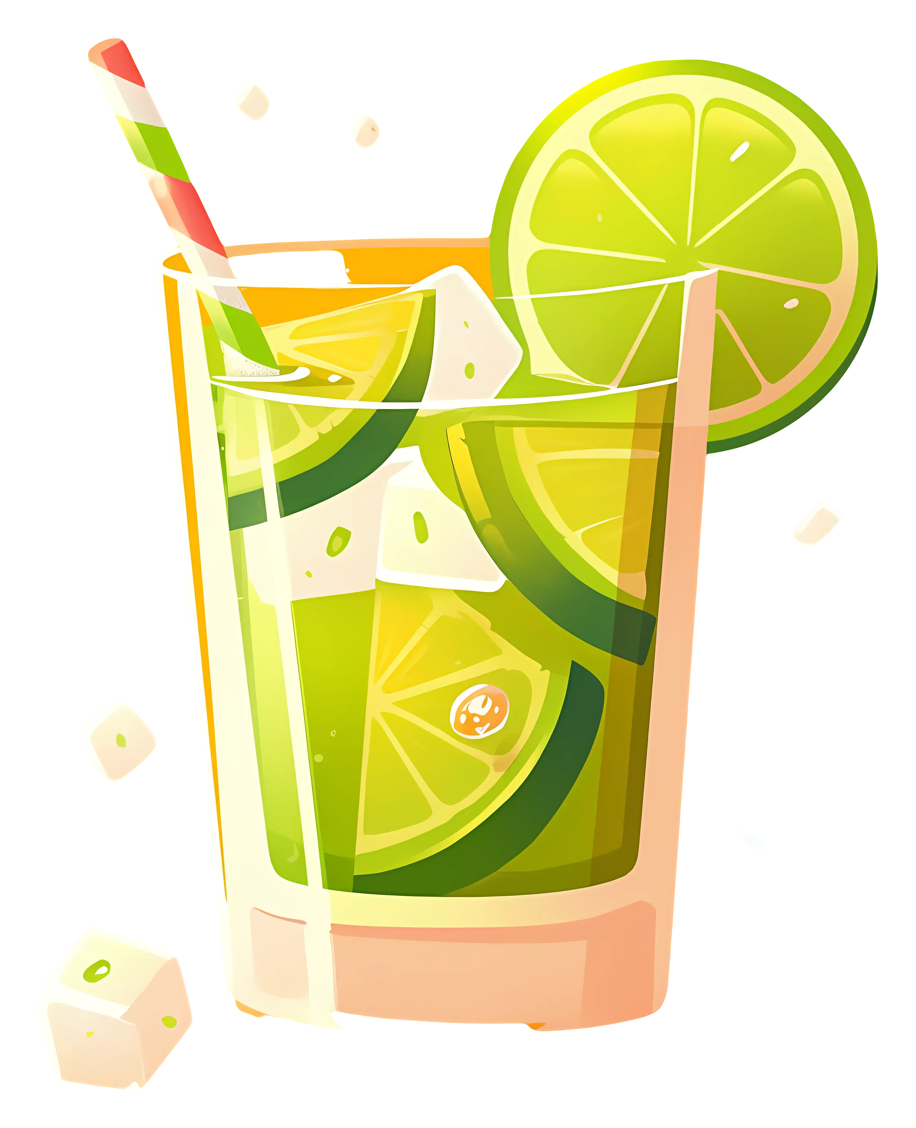 Fresh Lime Drink with Ice Cubes
