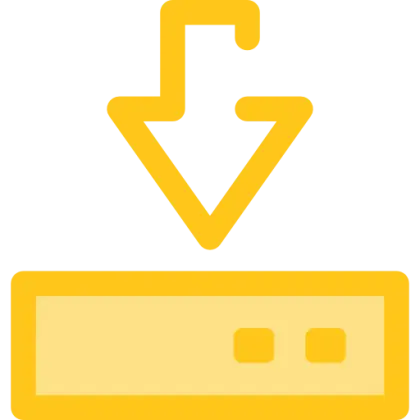 Yellow Download Icon with Arrow