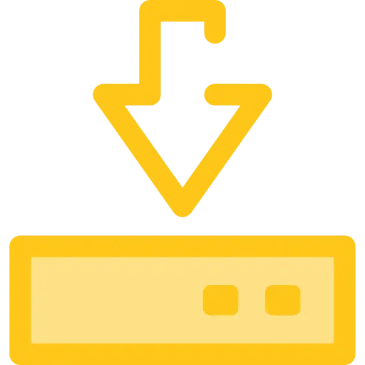 Yellow Download Icon with Arrow