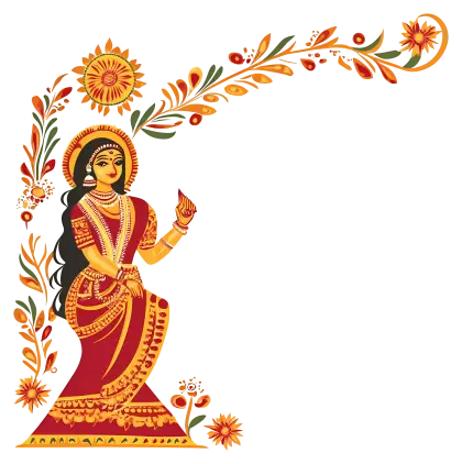 Traditional Woman with Floral Design