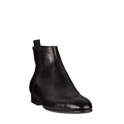 Black Leather Ankle Boot with Formal Style