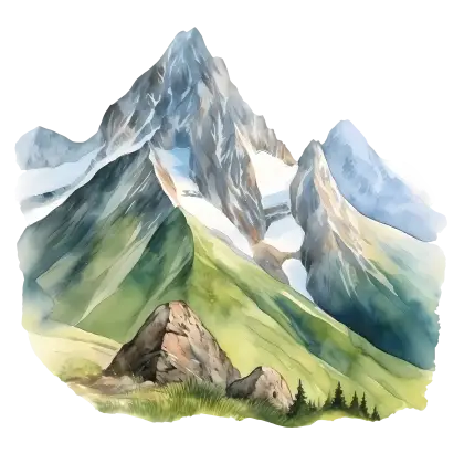 Mountain Landscape Watercolor Art