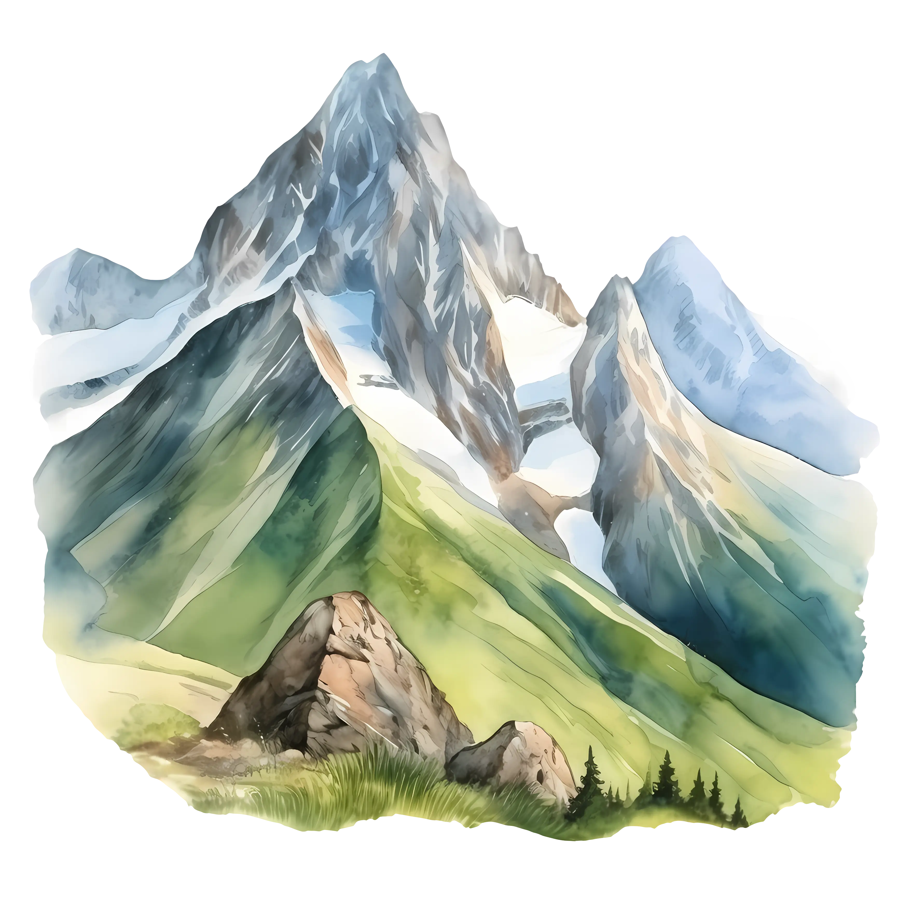 Mountain Landscape Watercolor Art