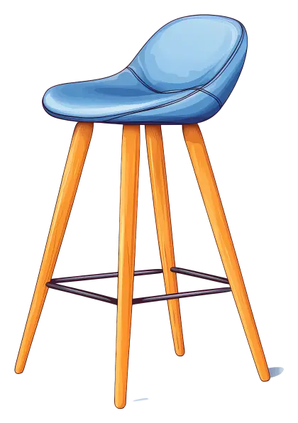 Blue Chair with Wooden Legs