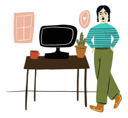 Woman by Home Workspace Illustration