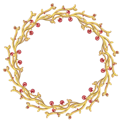 Golden Wreath with Red Berries