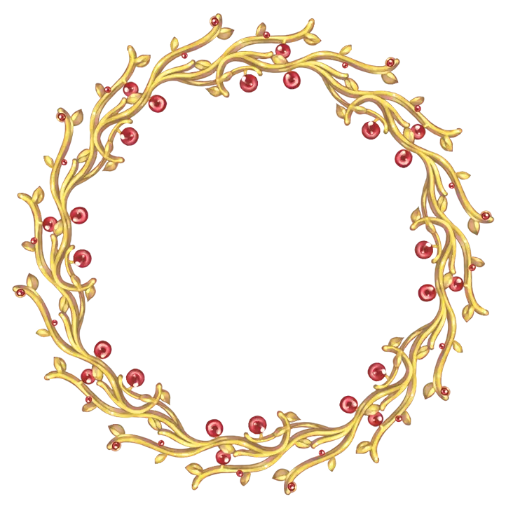 Golden Wreath with Red Berries