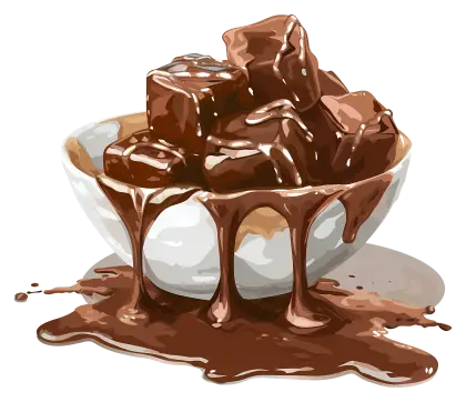 Melted Chocolate Pieces in a Bowl