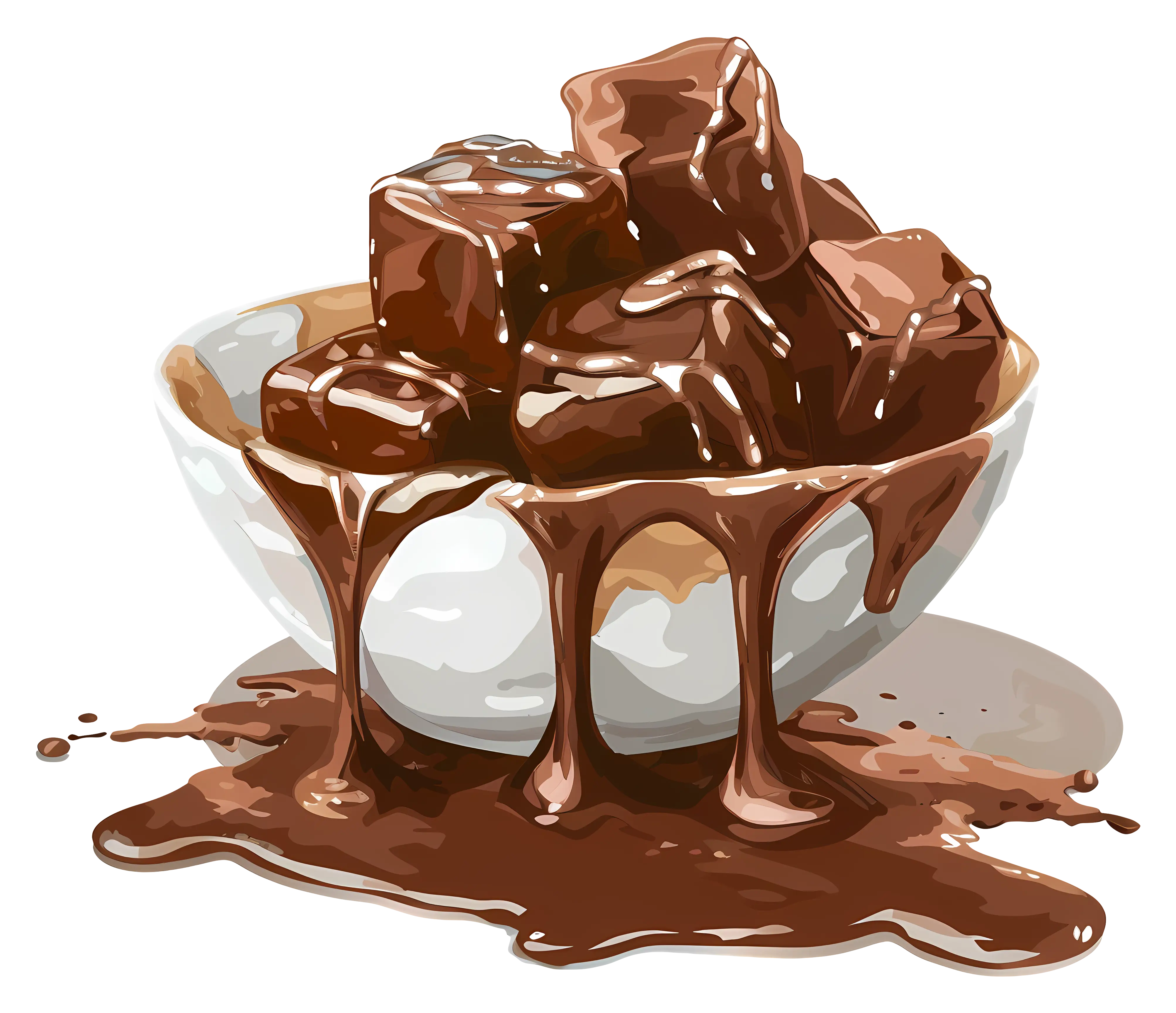 Melted Chocolate Pieces in a Bowl