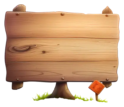 Wooden Signboard in Cartoon Style