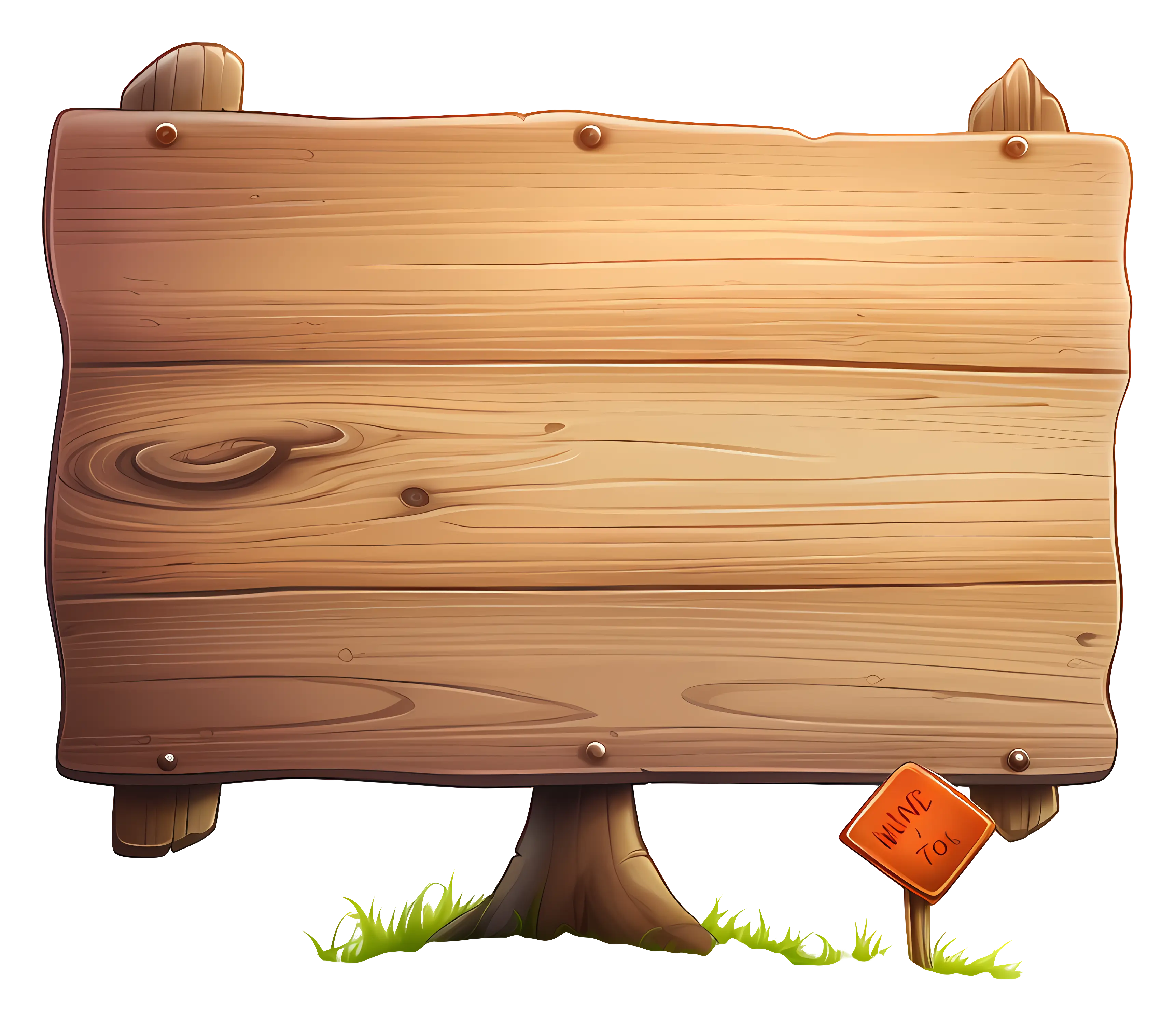 Wooden Signboard in Cartoon Style