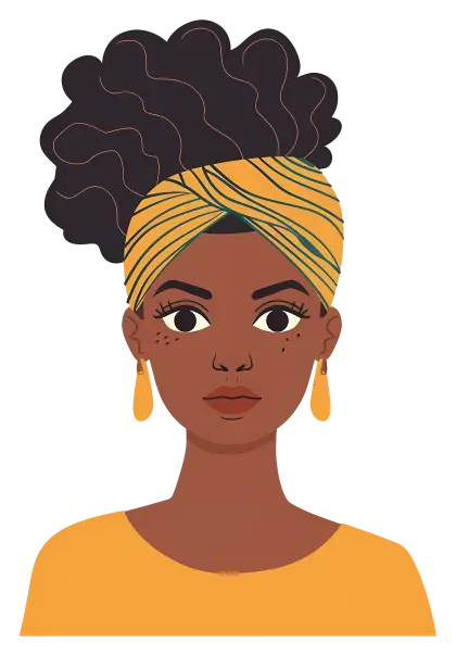 Stylish Woman Illustration with Vibrant Headwrap