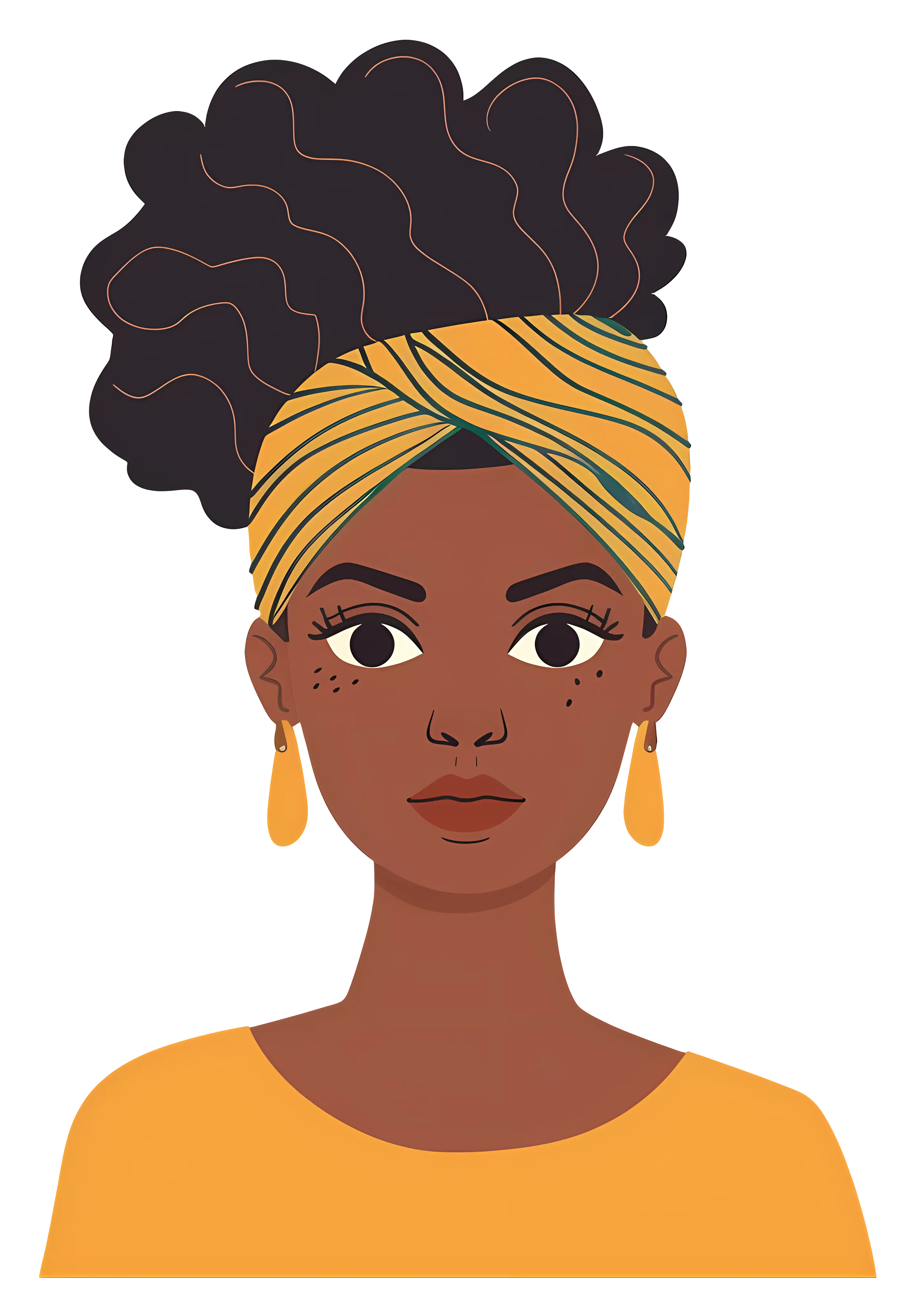 Stylish Woman Illustration with Vibrant Headwrap
