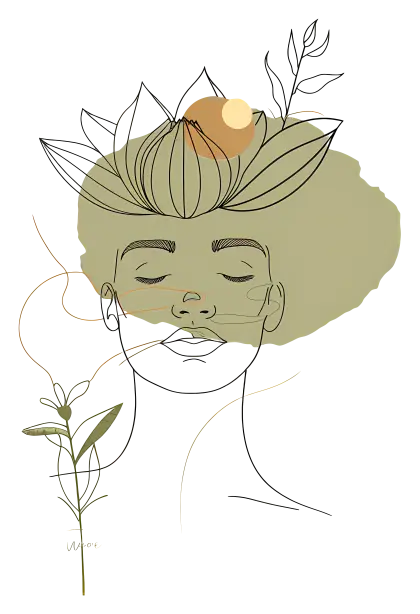 Abstract Face with Flower