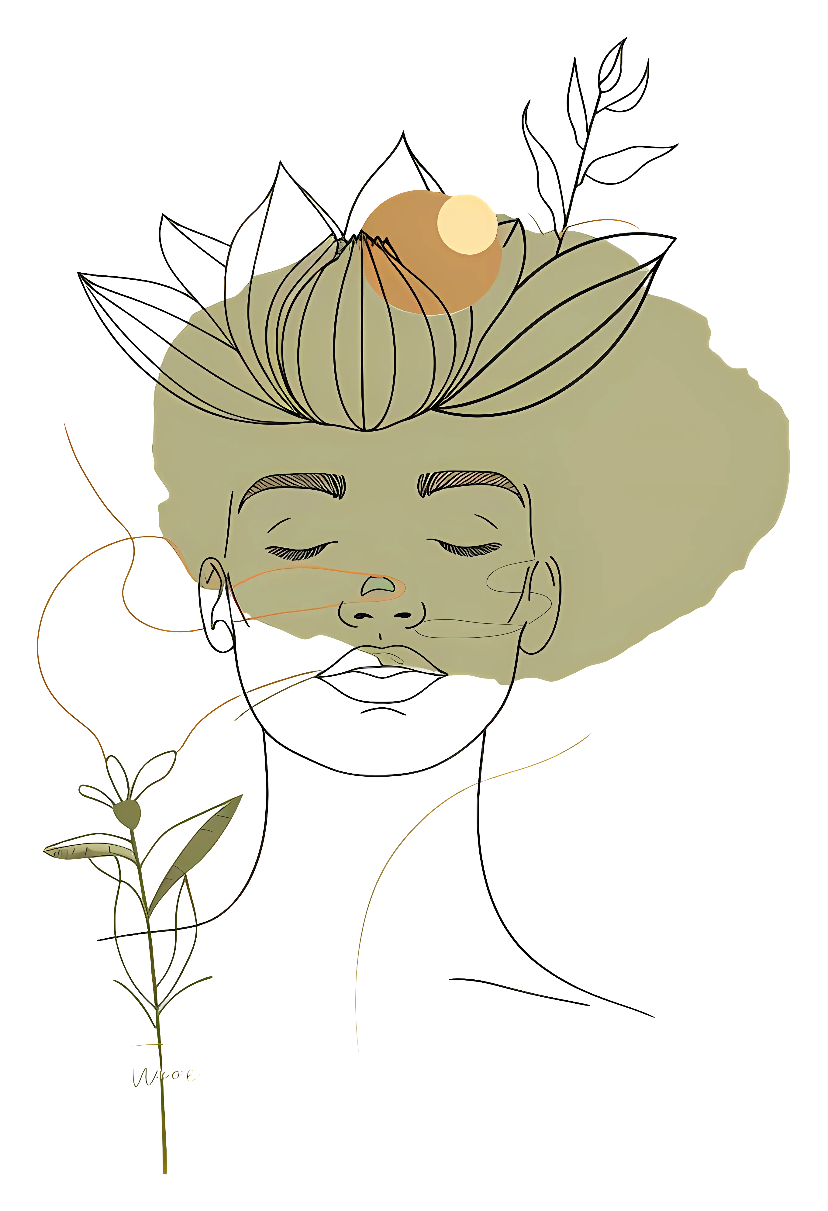 Abstract Face with Flower