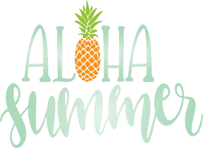 Aloha Summer Text with Pineapple