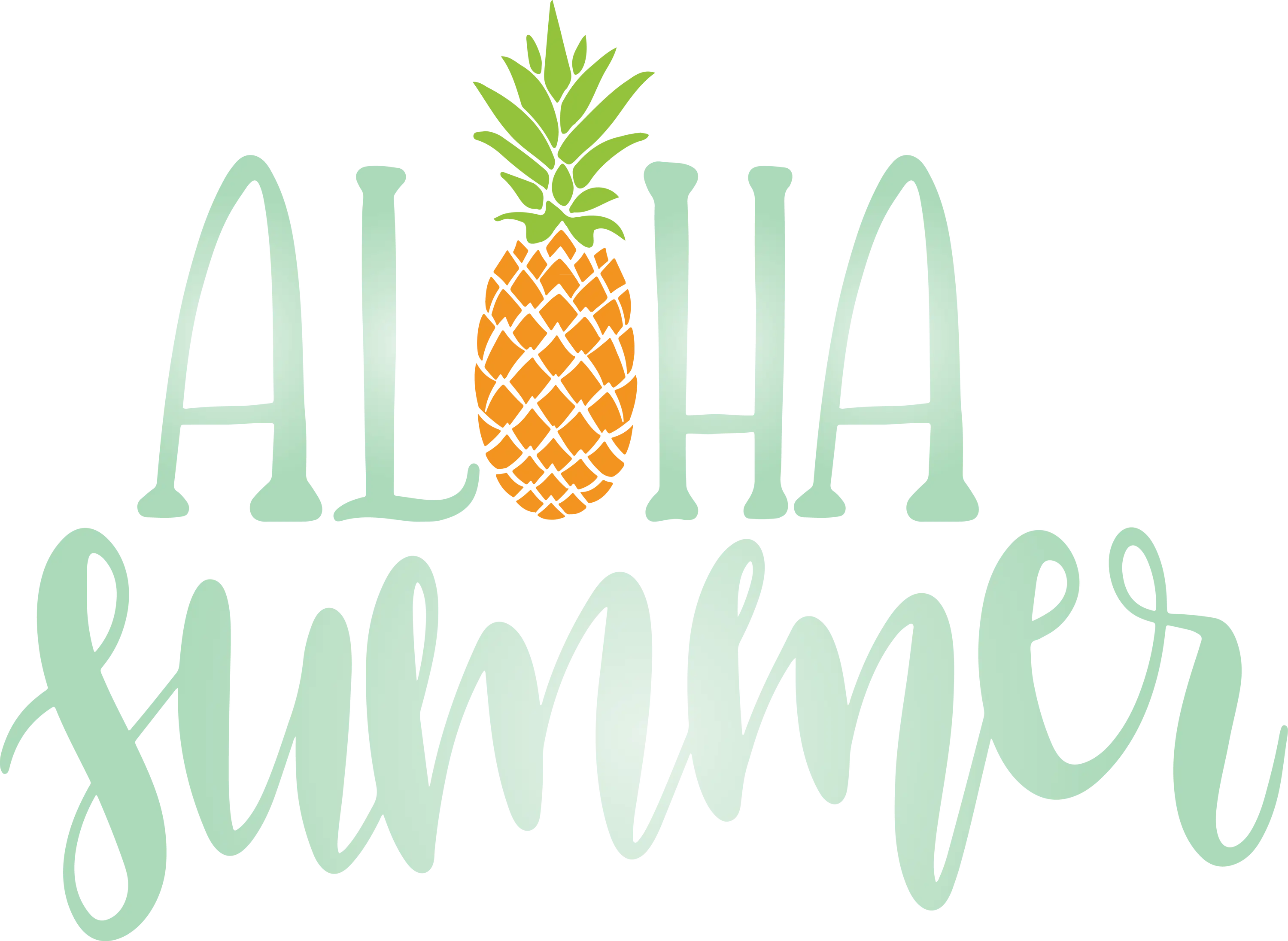 Aloha Summer Text with Pineapple