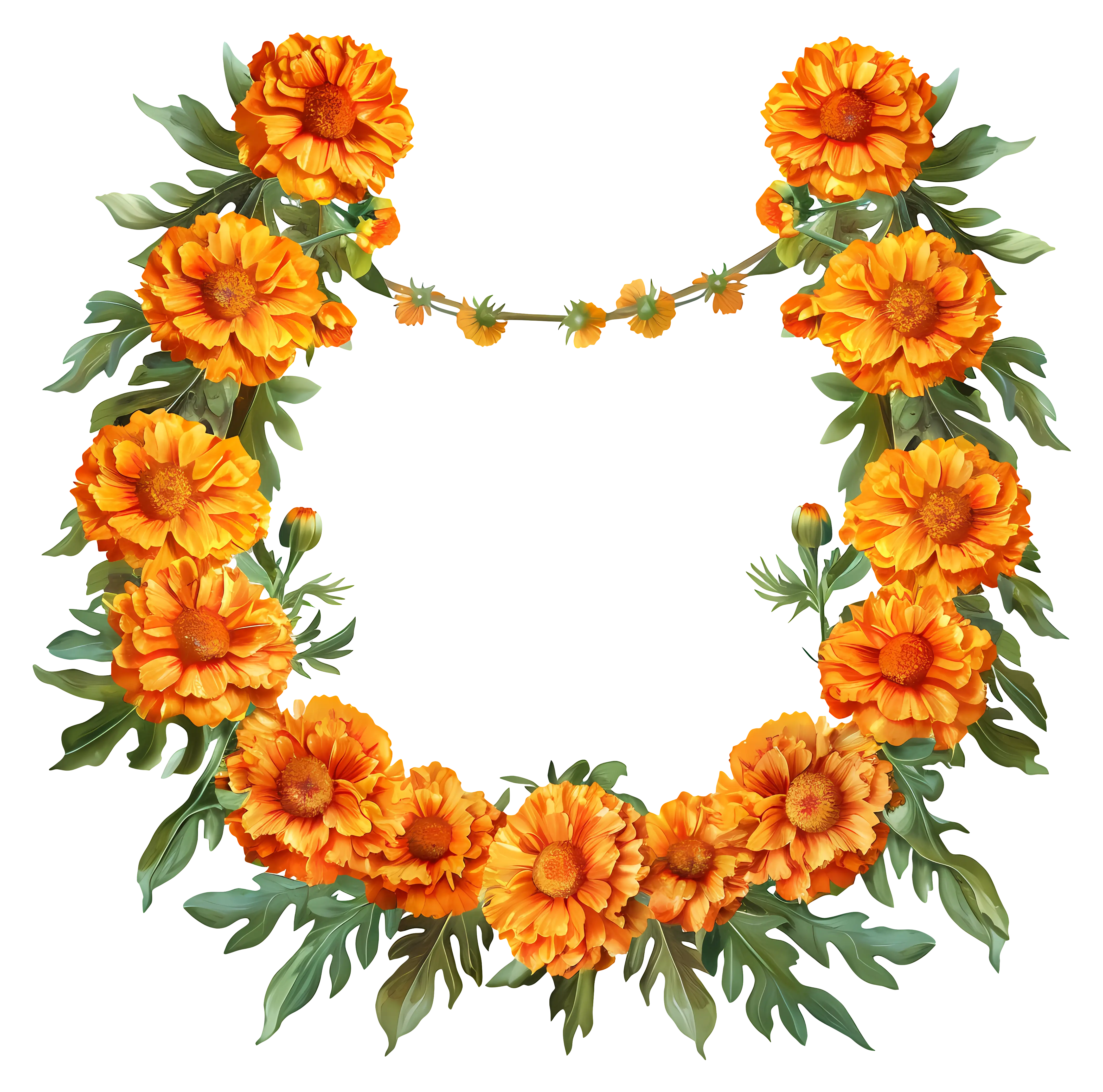 Beautiful Marigold Flower Wreath Design