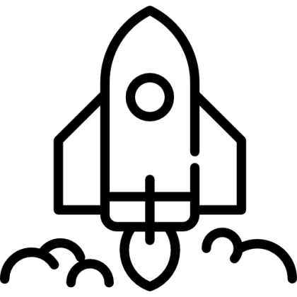 Rocket Launch Icon in Black Outline