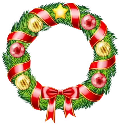 Beautiful Christmas Wreath with Red Ribbon