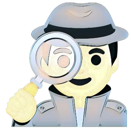 Detective Cartoon Icon with Magnifying Glass
