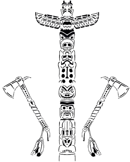 Black and White Totem Pole Illustration