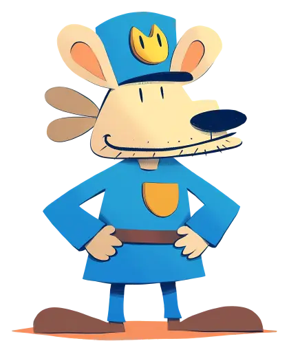 Friendly Cartoon Dog with Badge