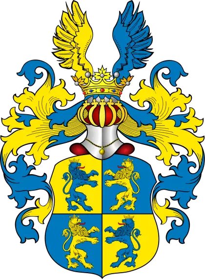 Colorful Coat of Arms with Lions and Wings