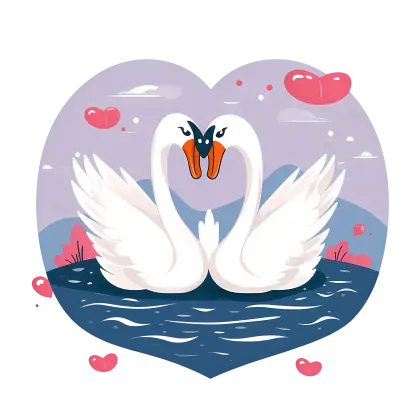Romantic Swan Pair Forming Heart
