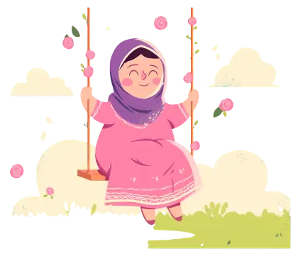 Girl Enjoying Swing with Floral Decorations