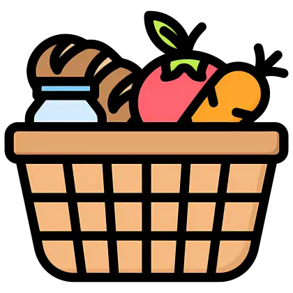 Grocery Basket with Food Items