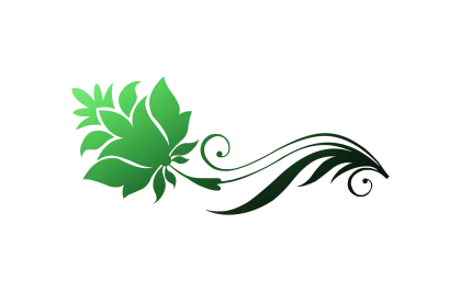 Green Floral Design with Swirls
