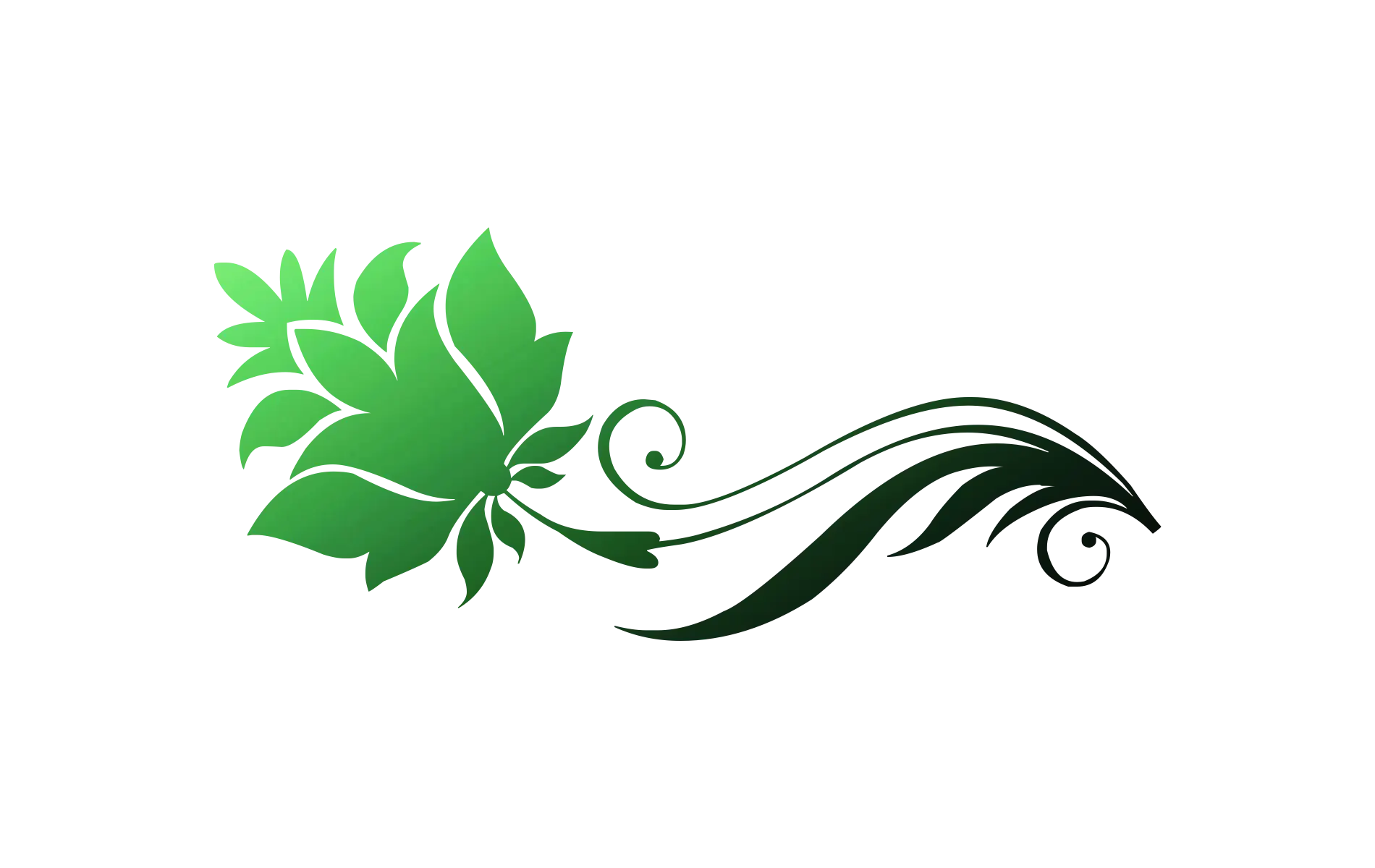 Green Floral Design with Swirls