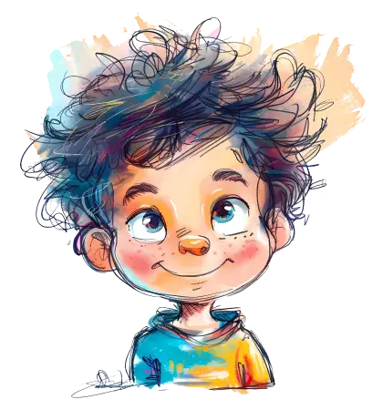 Cute Cartoon Boy with Messy Hair