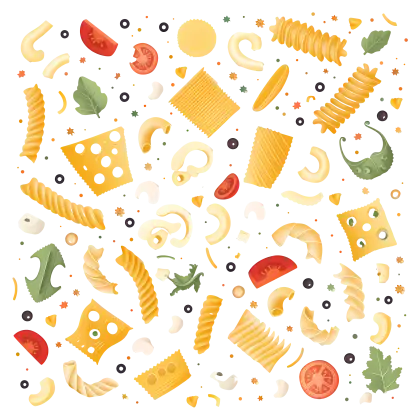 Colorful Pasta and Ingredients