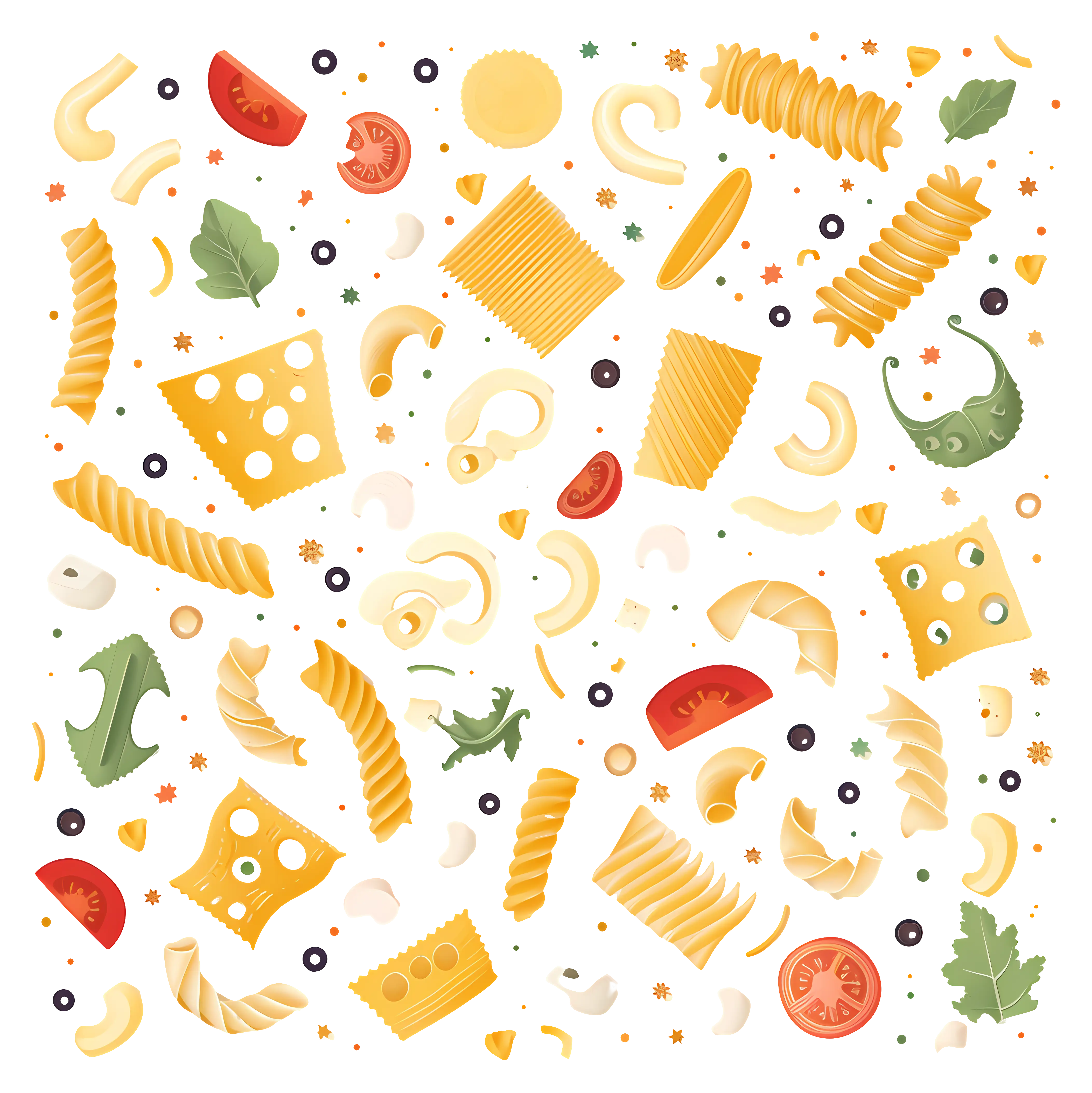 Colorful Pasta and Ingredients