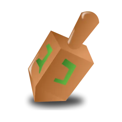 Wooden Dreidel with Green Letters