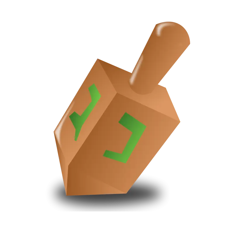 Wooden Dreidel with Green Letters